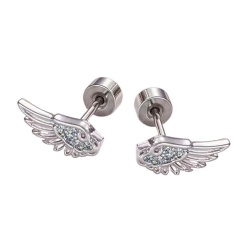 Image of Fit Wing Themed Cartilage Studs Alloy Portable Designs Long Time Wear for Her Styles Comfortable Ear Studs