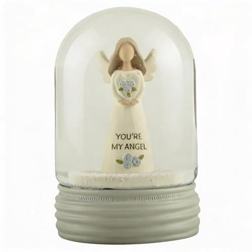 Image of Feather & Grace Angel Snow Globe Keepsake Ornament with Resin Figurine – ‘You’re My Angel’ Sentimental Gift Collectible