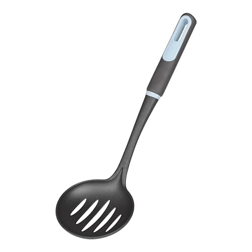 Image of Chef Aid Nylon Skimmer Slotted Skimmer for Draining Food, Lightweight & Durable, Soft Grip Handle with Hanging Loop
