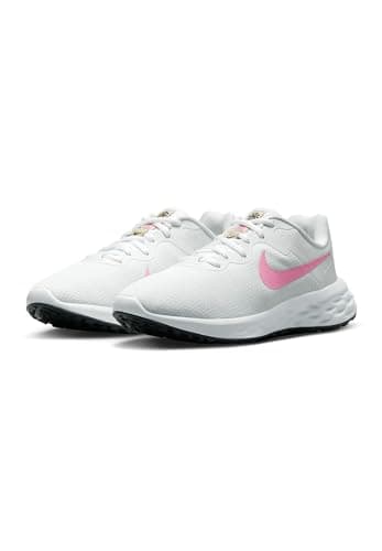 Image of NIKE Women's Revolution 6 Next Nature Sneaker, White/Pink Spell-Fossil Stone-Black, 5.5 UK