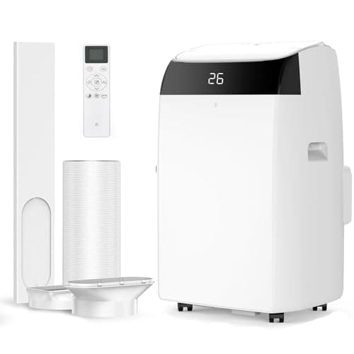 Image of Energy-Saving 12000 BTU Portable Air Conditioner 4-in-1, Efficient Cooling for Large Rooms, Cooling Fan Dehumidifier, Dual Display 24H Timer Sleep Mode Remote Control Window Kit White