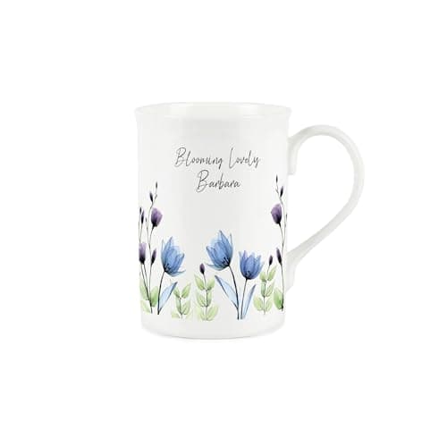 Image of Purely Home Blooming Lovely Personalised Mug - Blue & Purple Floral Tea/Coffee Bone China Cup Gifts for Mothers Day