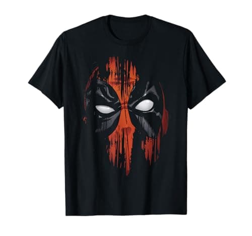 Image of Marvel Deadpool Painted Face Distressed Hero Portrait T-Shirt