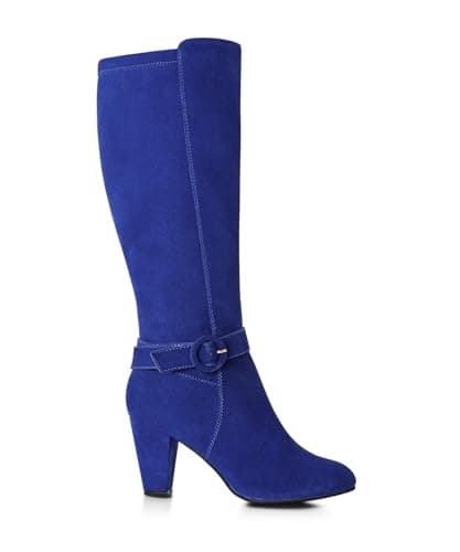 Image of Joe Browns Women's Retro Colour Block Long Knee High Suede Boots, Cobalt Blue, 3 UK