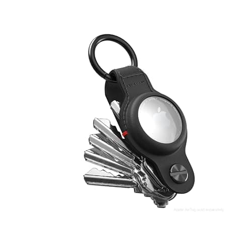 Image of KeySmart Air Tag Holder, Airtag Holder with Car Key Ring Hoop for Airtags & Car Accessories for Men, Key Organiser Keyring with Airtag Keyring Rings for Key Fob, Car Keyring Keychain Rings, Black