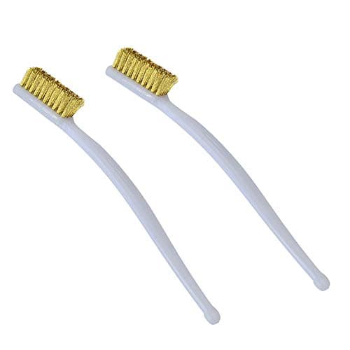 Image of 2 Pcs Brass Wire Brush Set with Curved Handle,Wire Metal Rust Brush Copper ,Cleaning Tools For 3D Printer Nozzle Cleaning Welding Slag,Cleaning Dust and Rust