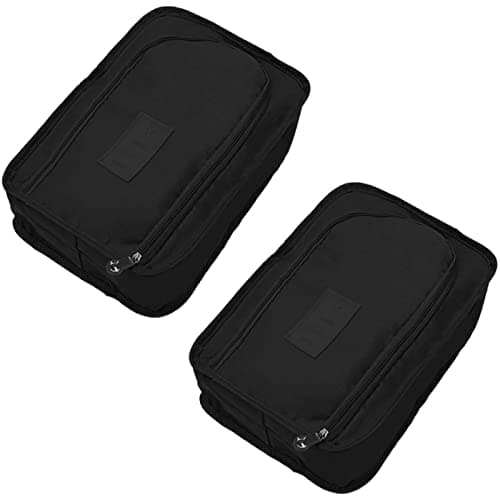 Image of 2 Pack Travel Shoe Bag Shoes Organizer, Foldable Waterproof Small Shoe Bags Storage Organizer Shoe Pouch with Zipper, Portable Carrier Bag Travel Bags Organiser (Black)