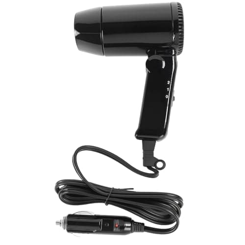 Image of Riloer Hot and Cold Folding Hair Dryer for 12 V Cars, Travel Hair Dryer, Car Heater, Car Mist Eliminator,Portable Compact Foldable 12V in Car for Travelling,Camping, Festivals, Caravan, Motorhome
