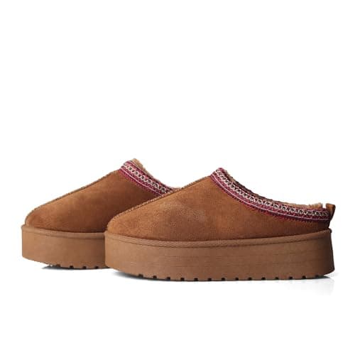 Image of LUNATECH Womens Slippers Warm Winter Slippers Mules Platform Fluffy Slippers Fur Slipper Outdoor Thermal House Shoes For Ladies (CAMEL, Adult, Women, 5, Numeric, UK Footwear Size System, Medium)
