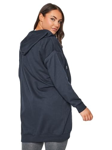 Image of Yours Curve Blue Longline Zip Hoodie - Women's - Plus Size Curve