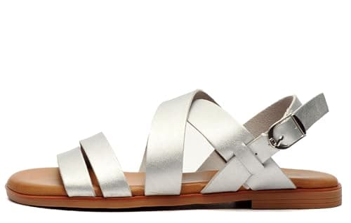 Image of Divaz Sienna Womens Flat Sandals Silver 5 UK