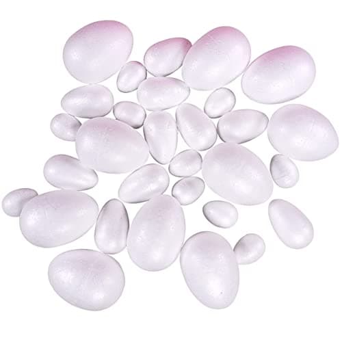 Image of Be Creative 30 Polystyrene Eggs in assorted sizes for Easter Crafts - A mixed pack of Polystyrene Eggs for Craft in 3 sizes, Large & Small Styrofoam eggs to paint for Easter.