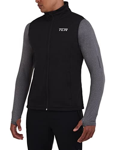 Image of TCA Men's Flyweight Breathable Wind-Proof Running Workout Cycling Gilet with Zip Pockets - Black Stealth, L
