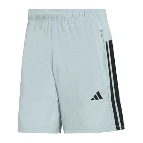 Image of adidas Men's Workout Essentials Base 3 Stripes Woven Short, Wonder Sage/Black, M 7 inch