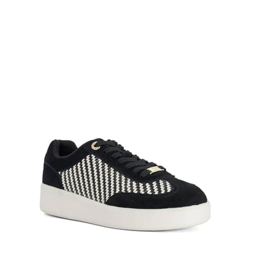 Image of Dune London Ladies ENOLAS Lace-Up Cupsole Trainers Size UK 6 Black White