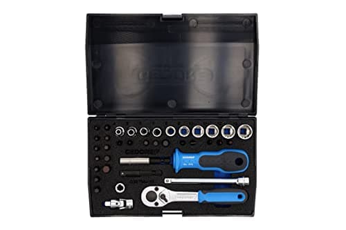 Image of GEDORE 40-piece Socket spanner set, Bi-hex, 1/4", 4-13 mm, Tool, Ratchet with lever reverse bits, for Automotive, D20 TMU 10