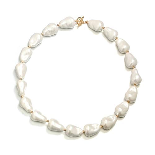 Image of Ever Faith Baroque Pearl Necklace for Women Chunky Dainty Irregular Large Cream Simulated Pearls Choker Necklaces Jewellery Gifts