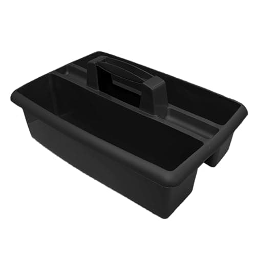 Image of Optimal Products 2 & 3 Sections Compartments Plastic Large Caddy Kitchen Cleaning Tools Carry Tray Tidy Organiser With Handle UK (2 Compartments Graphite)