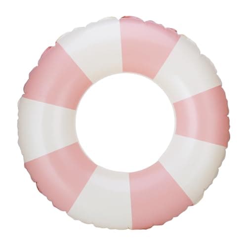 Image of Inflatable Swimming Ring Inflatable Rubber Ring Pink Stripe Pool Floats Floating For Kids Summer Beach Pool Party