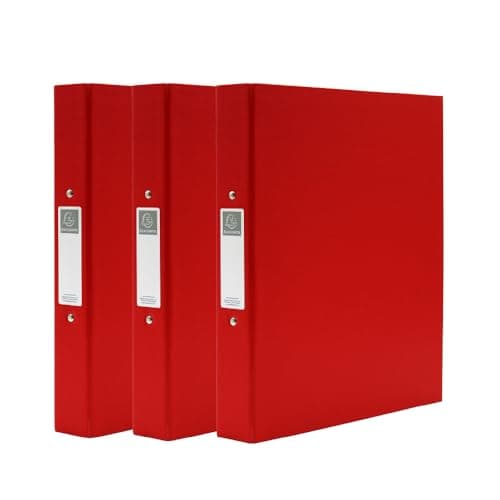 Image of Exacompta A4 Ring Binder, 30mm Spine, 2 Ring, Document Folder, Assorted, Pack of 3 in Red, Stationery Folders for Filing Paperwork and Document Organisation - 226/0008Z