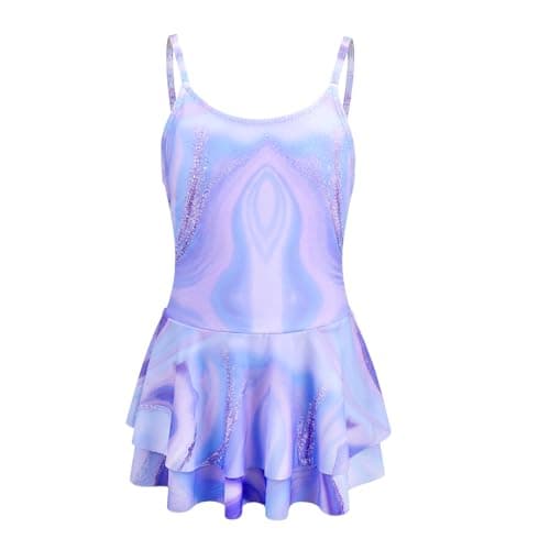 Image of zoogobee Girls One Piece Swimsuit Quick Dry Swimwear Swimming Costume Adjustable Straps Beach Bathing Suit for Kids (UK, Age, 13 Years, 14 Years, Regular, Purple)