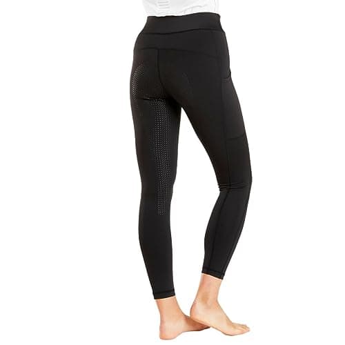Image of Harry Hall Classic Pull On Riding Tights with Full Silicone Seat - Two Phone Pockets - 4 Way Stretch Fabric - Deep Waistband - Soft Feel - Machine Washable - Black - MED
