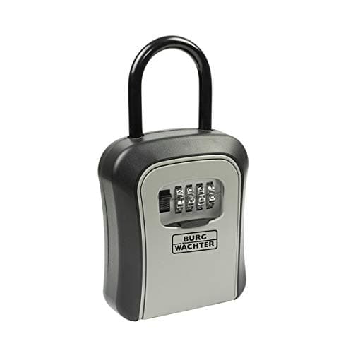 Image of Burg-Wächter Key Safe with 4-Digit Combination Lock, Indoor/Outdoor, Removable Shackle, Secure Key Storage Box, Key Safe 50 SB, Black/Grey