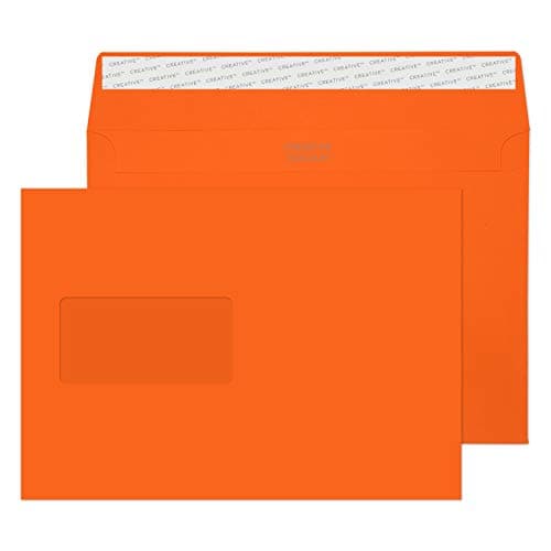 Image of Blake Creative Colour C5 162 x 229 mm 120 gsm Peel & Seal Window Wallet Envelopes (305W) Pumpkin Orange - Pack of 500