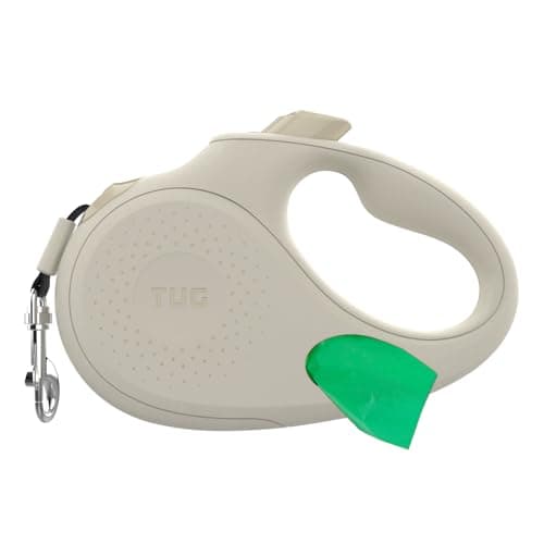 Image of TUG Oval 360° Tangle-Free Retractable Dog Lead with Integrated Waste Bag Dispenser (Small, Cream)