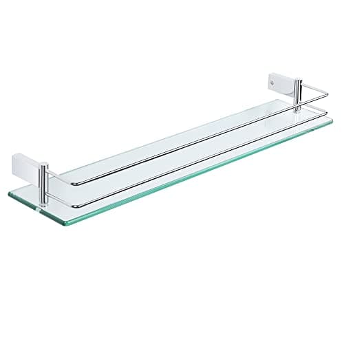 Image of SAYAYO Tempered Glass Shelf Bathroom Shelf Wall Mounted 24 inches, 8MM Extra-Thick Glass and SUS304 Stainless Steel Polished Chromed Frame, EGC1000-60-C