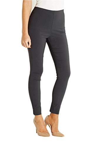 Image of Roman Originals Stretch Trousers for Women UK Ladies High Waisted Pants Pull On Leggings Smart Slimming Office Work Fitted Tailored Tapered Regular & Plus Sizes - Dark Grey (28 in) - Size 14