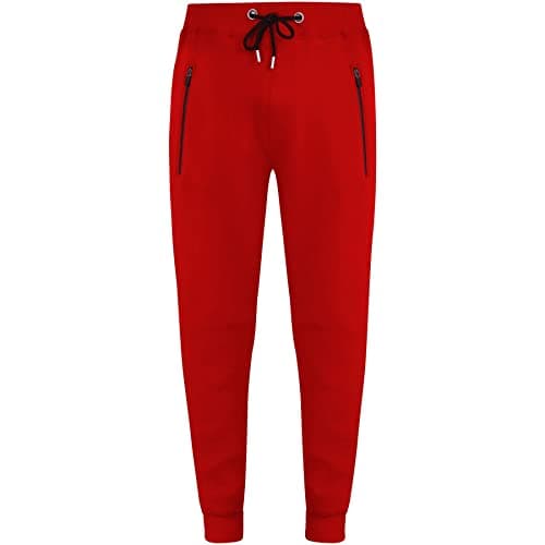 Image of A2Z Mens Fleece Jogging Bottoms Joggers 2 Tone Exercise Sweatpants Gym Trousers Tracksuit Pants Size S-4XL Red