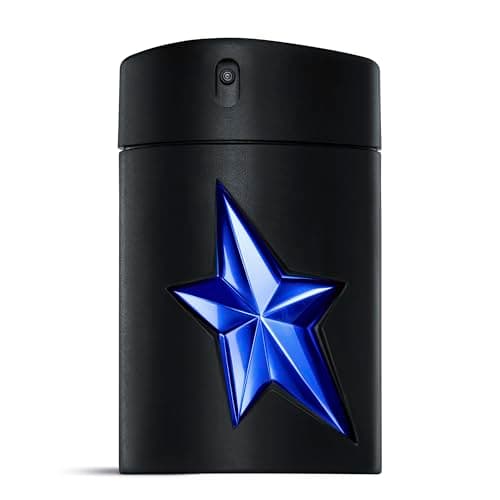 Image of Mugler A*Men Stellar Eau de Parfum Lumineuse for Men, Ambery Gourmand Aromatic Fragrance with Pistachio, Zesty Bergamot, Lavandin and Warm Woods, Refillable Cobalt Star Aftershave