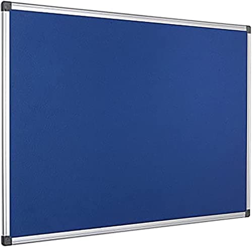 Image of KAV 900 x 600mm Aluminium Frame Notice Pin Board - Felt Notice Board Bulletin Frame for Office, School, Bedroom, Memo, and Home (Blue)
