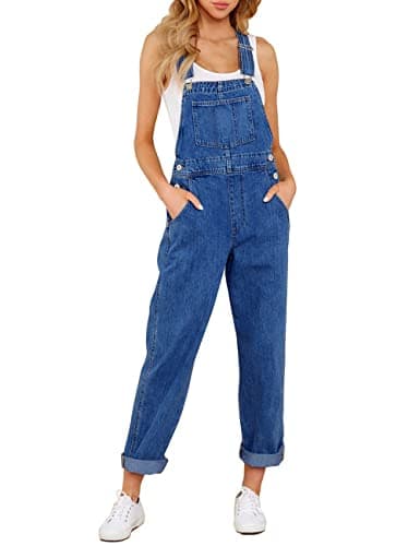 Image of Vetinee Denim Dungarees for Women Uk Denim Jumpsuit for Women Cody Blue Size Small Fits UK Size 8 - UK Size 10