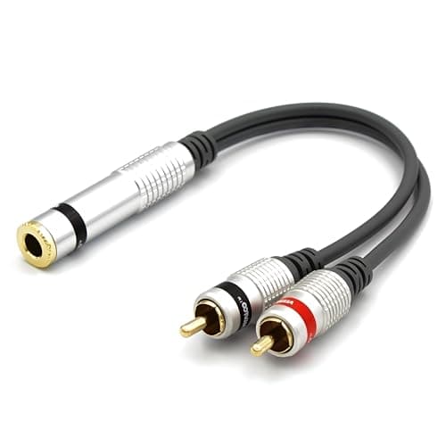 Image of VITALCO 6.35 Female to RCA Audio Adapter 1/4" Jack Stereo TRS Socket to 2x RCA Phono Male Cable Adaptor