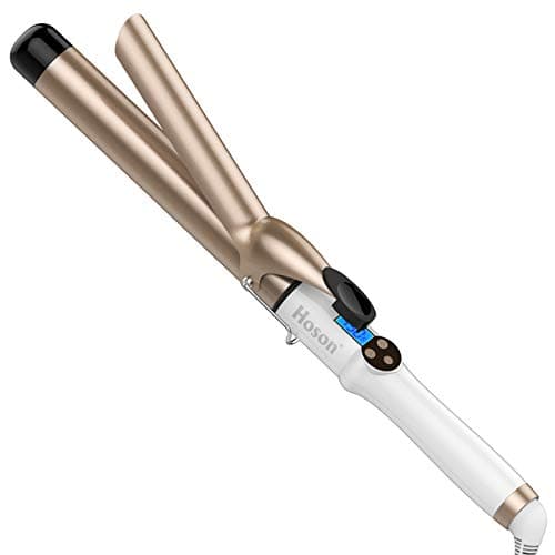 Image of Hoson 32mm Curling Tongs Professional Ceramic Tourmaline Coating Barrel 1 1/4 Inch Curling Iron,LCD Display with 9 Heat Setting(110℃ to 210℃ for All Hair Types, Glove Include)