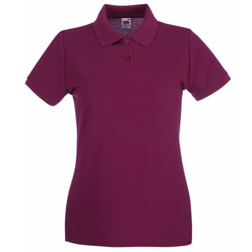Image of Fruit of the Loom Womens S/S Lady-Fit 65/35 Polo Shirt Burgundy X-Large