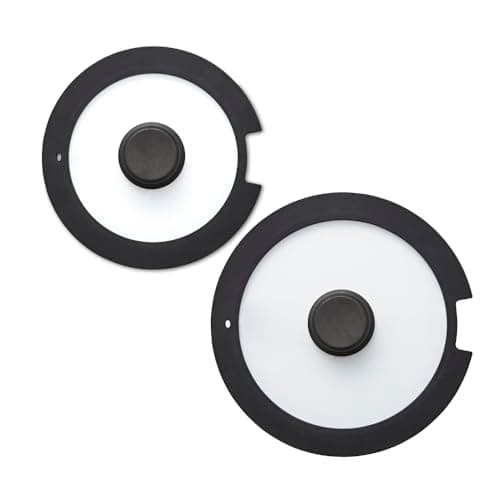 Image of Tower Freedom T800206 2 Piece 24cm/28cm Glass Lids with Silicone Edges and Steam Release Vents, Black