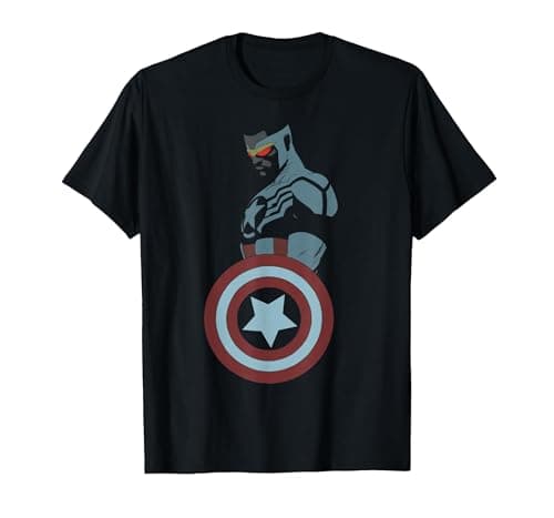 Image of Marvel Avengers Sam Wilson Captain America Portrait T-Shirt, Men, Black, 4X-Large