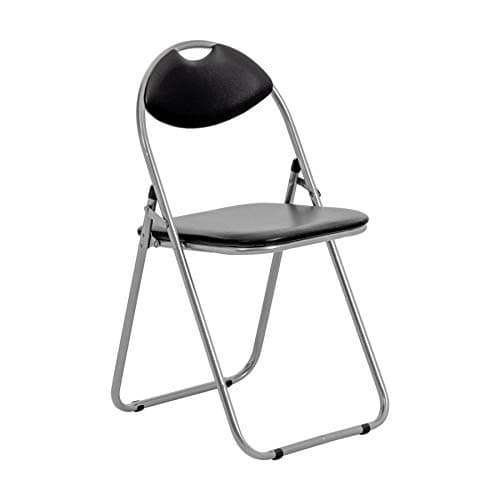 Image of Harbour Housewares Padded Folding Chair Black - Metal Frame Seat with Cushioned Backrest Easy Store Compact Design Durable Office, Dining, Bedroom or Event Seating Max Load 114kg
