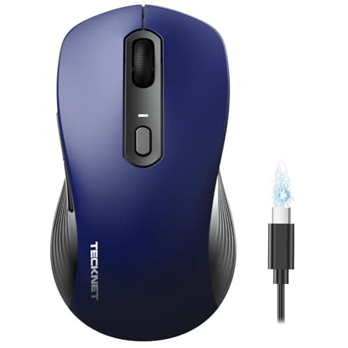 Image of TECKNET Bluetooth Mouse, Wireless Mouse Rechargeable Tri-Mode Bluetooth 5.0/3.0+2.4G for Laptop, Silent 4800DPI PC Computer Mice with 6 Adjustable Levels for Windows, Mac, Linux, Chrome, Blue