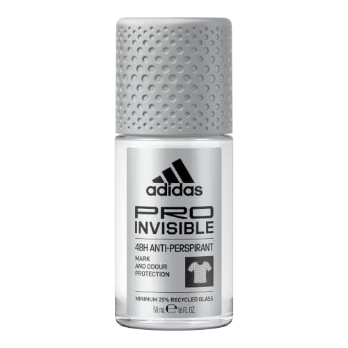 Image of adidas Pro Invisible Antiperspirant Roll-On Deodorant for Him, 48 Hours Dry Protection and Long-Lasting Freshness, 50 ml