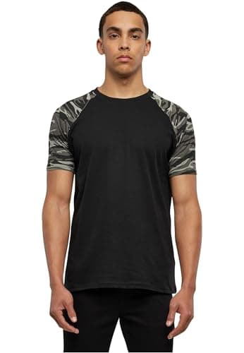 Image of Urban Classics Men's Raglan Contrast Tee T-Shirt, Black/darkcamo, XL