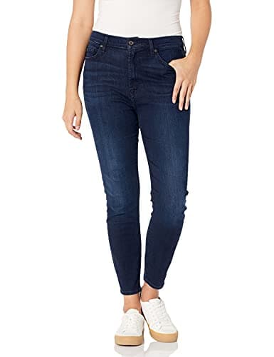 Image of 7 For All Mankind Women's Ankle Skinny High Rise Jeans, Blue/Black Santorini, 24
