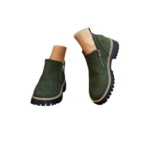 Image of Walking Shoes for Women Uk,Wide Fit Suede Ankle Boot, Women's Round Toe Ankle Boots With Side Zipper,Comfy Casual Shoes Non Slip Wide Fit Suede Ankle Booties, Lightweight Solid Cowboy Short Booties