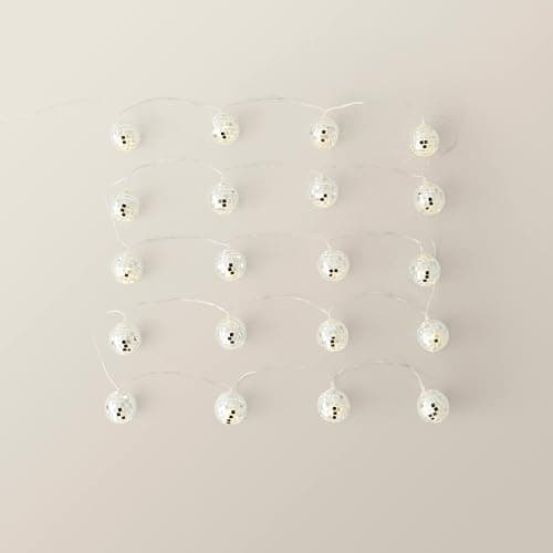 Image of ValueLights | Set of 20 Battery Operated Mini Disco Ball String Lights Hanging Silver Mirror Ball Decorative Light | Novelty & Home Improvements Essential