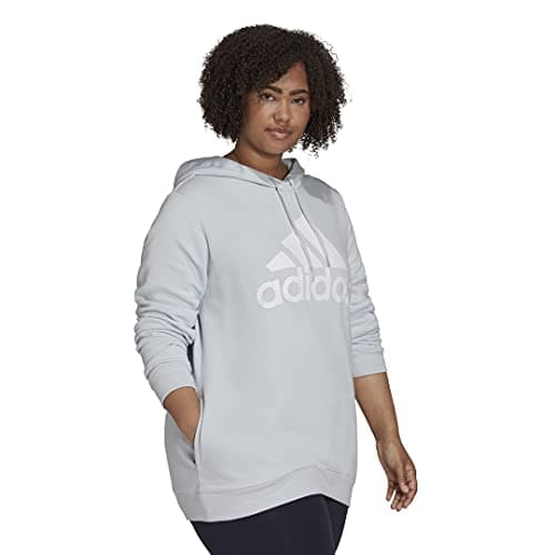 Image of adidas Women's Plus Size Essentials Logo Fleece Hoodie, Halo Blue/White, 3X
