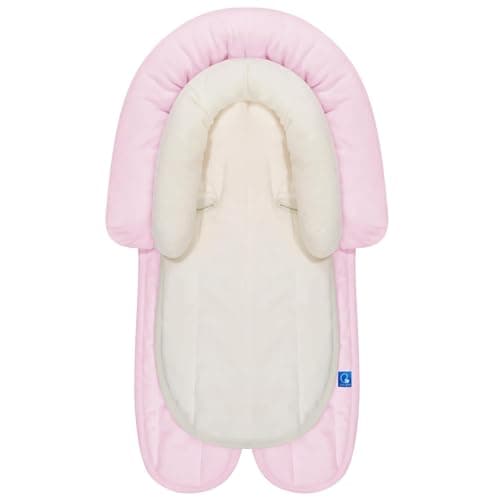Image of INFANZIA New 2-in-1 Head & Body Supports for Baby Newborn Infants - Extra Soft Car Seat Insert, Cushion Pads for Baby Bouncer, Strollers, Swing, 20x11.8 in, Pink