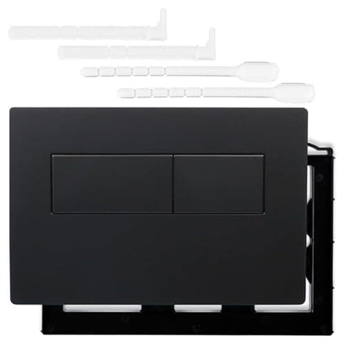 Image of Xiciki Toilet Cistern Flush Plate, Toilet Flush Plate Black Replacement for Sigma 01/20/30/50 Series, UP300/UP320 Concealed Water Tank Panel, Dual Buttons